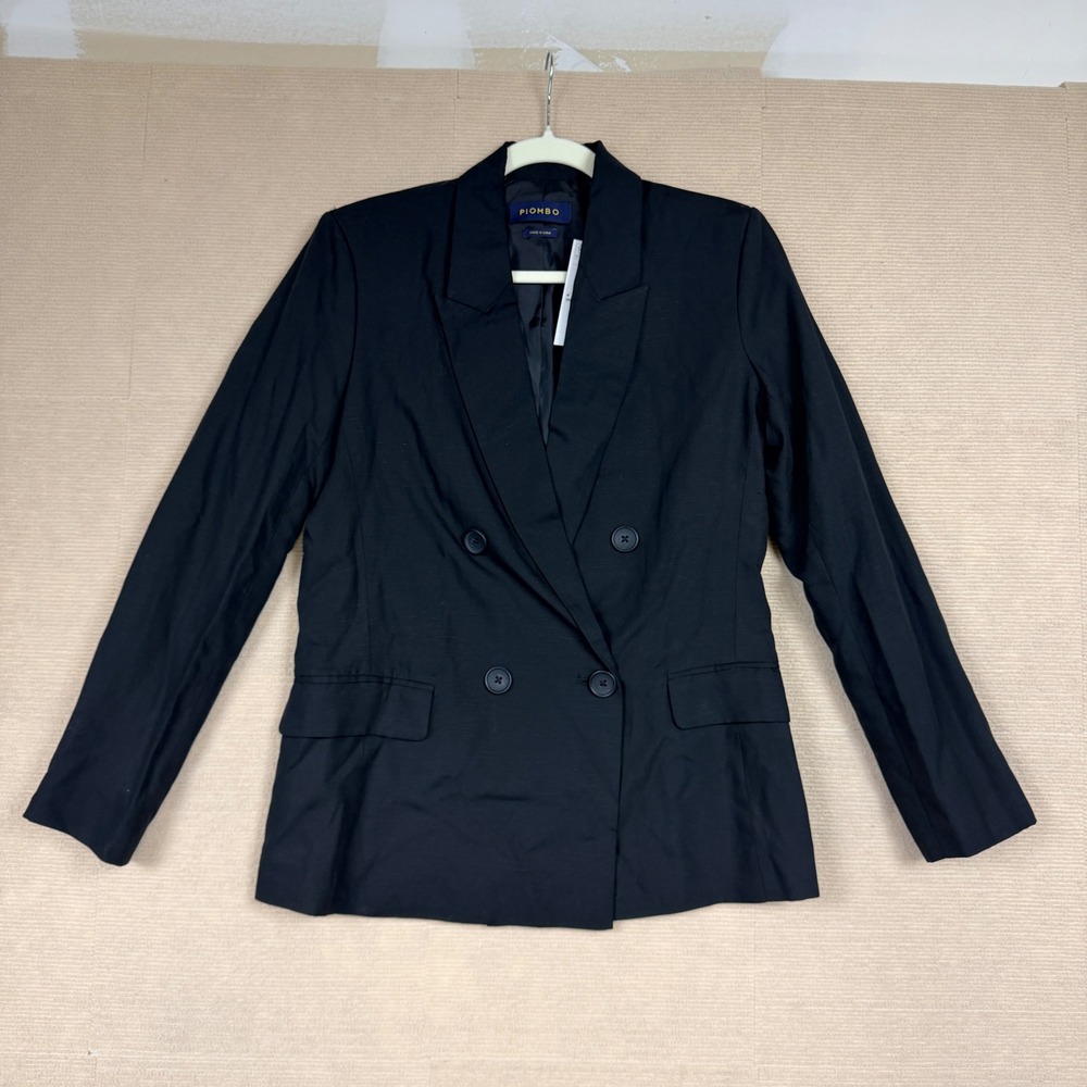Piombo Womens Double Breasted Blazer Black Size 6 NWT Professional Office Wear